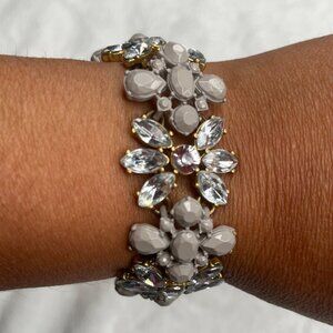 J.Crew Gold & Grey Floral Crystal Bracelet